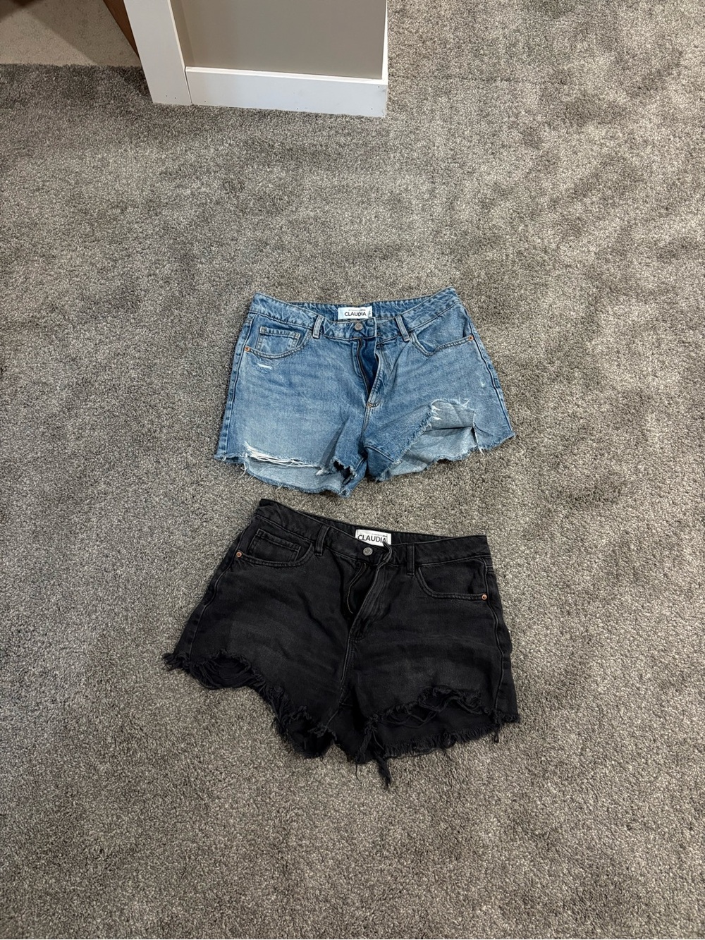Women's Denim Cutoff Dynamite CLAUDIA Shorts — Light Blue & Black